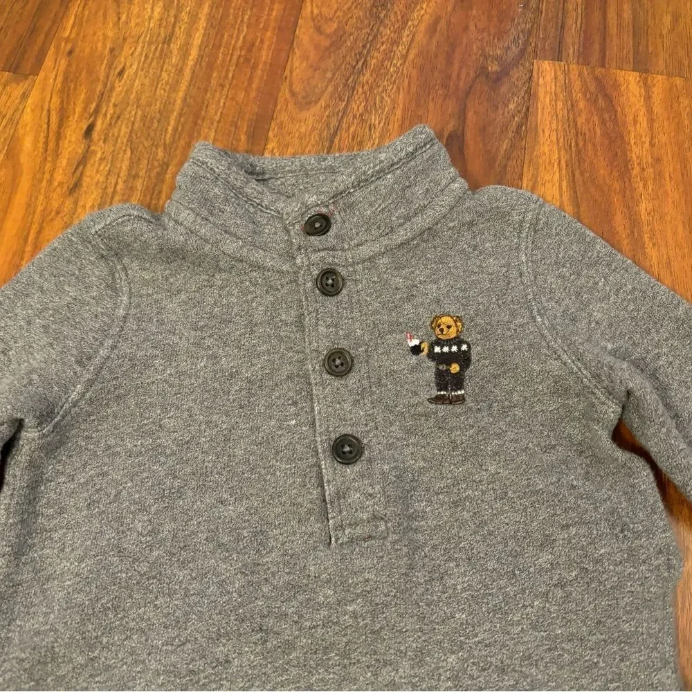 Ralph Lauren Polo Bear embroidered footed jumpsuit